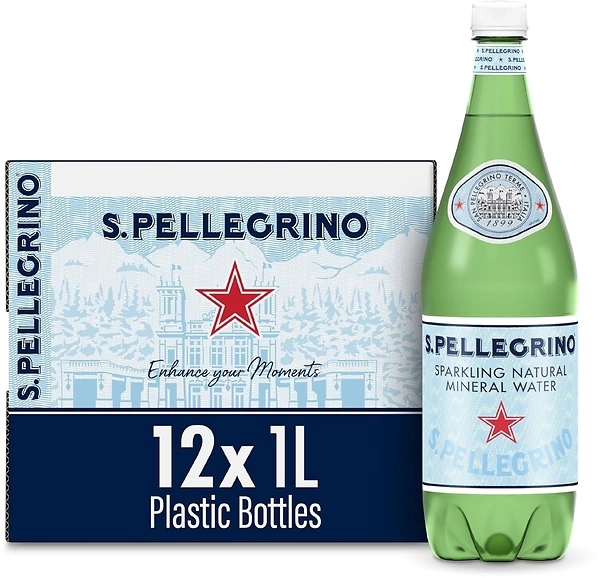 S.Pellegrino Sparkling Natural Mineral Water, 33.8 fl oz, 12 Bottles