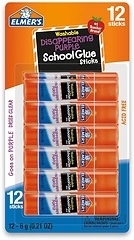 Elmer's Disappearing Purple School Glue Sticks, Washable, 6 Grams, 12 Count