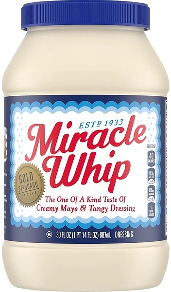 Miracle Whip Mayo-like Dressing, for a Keto and Low Carb Lifestyle, 30 fl oz Jar