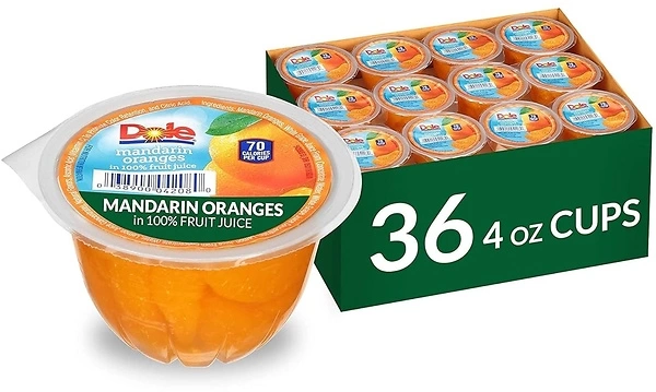 Dole Fruit Bowls Mandarin Oranges in Juice Snacks, 4oz, 36 Total Cups