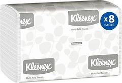 Kleenex Multifold Paper Towels, 1-Ply, 9.2" x 9.4", 150 Sheets/Pack, 8 Packs