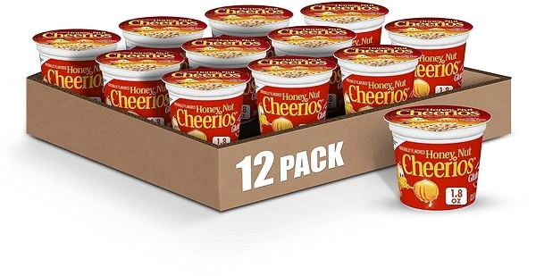 Honey Nut Cheerios Breakfast Cereal Cup, Gluten Free, 1.8 oz, 12 Count