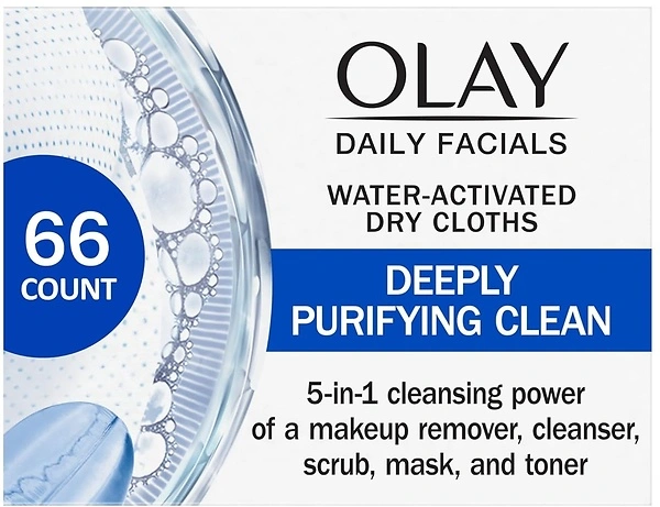 Olay Cleansing Wipes, Daily Facials, Makeup Remover, Fragrance-Free, 66 ct