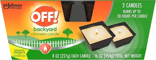 OFF! Backyard Citronella Scented Candle, Burns for up to 25 Hours, 8 oz, 2 Pack