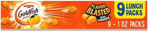Goldfish Flavor Blasted Xtra Cheddar Cheese Crackers, 0.9 oz, 9 Count Tray