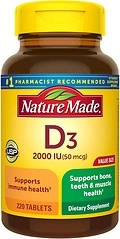 Nature Made Vitamin D3 2000 IU Dietary Supplement, 220 Tablets