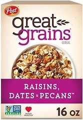 Great Grains Raisins Dates Pecans Breakfast Cereal, Non-GMO, 16 oz.