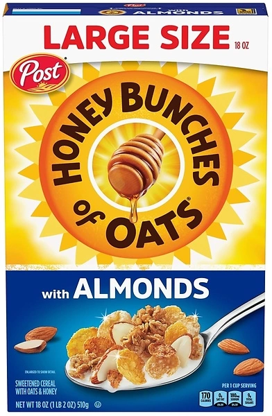 Honey Bunches of Oats with Almonds, Heart Healthy, Low Fat, 18 Ounce Box