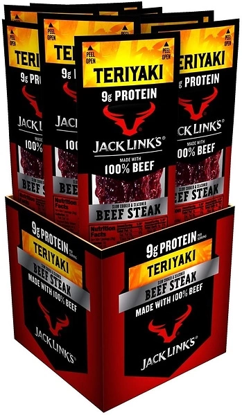 Jack Link's Beef Steak, Teriyaki, 9g Protein, 9g Carbs, 1 Oz (12 Pack)