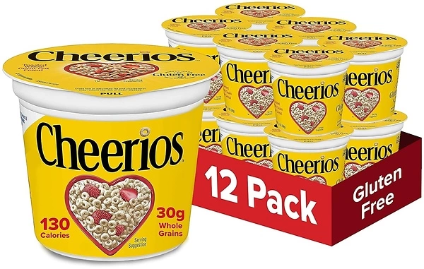 Original Cheerios Heart Healthy Cereal Cup, 1.3 OZ, Pack of 12