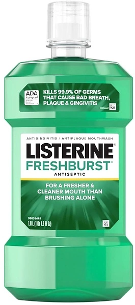 Listerine Freshburst Antiseptic Mouthwash, Kills 99% of Germs, Spearmint, 1 L