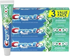 Crest + Scope Complete Whitening Toothpaste, Pack of 3, 5.4 Oz Tubes