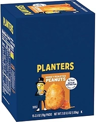 PLANTERS Honey Roasted Peanuts, 2.5 oz - 15 Count, Roasted with Honey and Sea Salt
