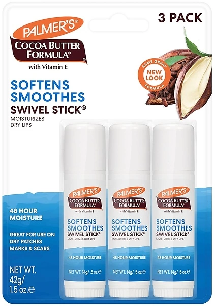 Palmer's Cocoa Butter Swivel Stick with Vitamin E, Lip Balm, Moisturizer Stick, Pack of 3