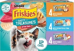 Purina Friskies Wet Cat Food Variety Pack, Tasty Treasures, 12 Cans, 5.5 oz.