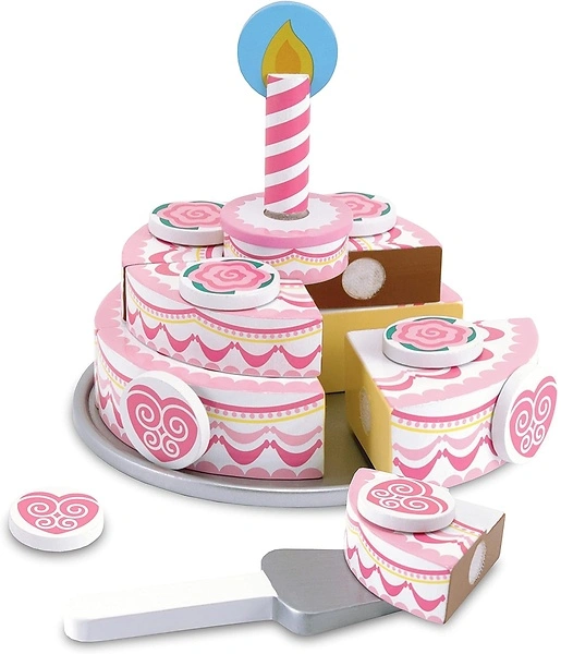 Melissa & Doug Triple-Layer Party Cake Wooden Play Food Set for Toddlers 3+