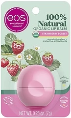 eos 100 Natural & Organic Lip Balm- Strawberry Sorbet, All-Day Moisture, Dermatologist Recommended for Sensitive Skin, Lip Care Products, 0.25 oz