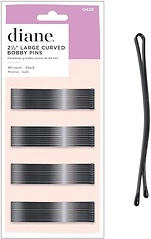 Diane Hair Bobby Pins, 2.5a Black, Curved Flat Design with Ball Tips, 40 Count