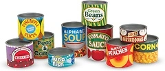 Melissa & Doug Let's Play House! Grocery Cans Play Food, 10 Stackable Cans