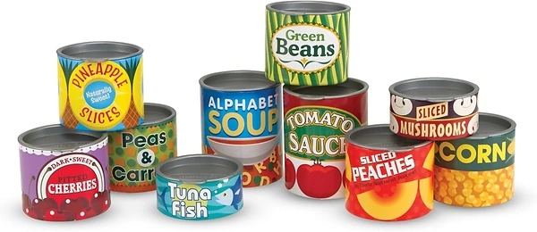 Melissa & Doug Let's Play House! Grocery Cans Play Food, 10 Stackable Cans