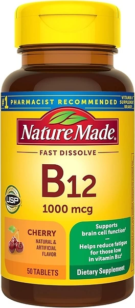Nature Made Vitamin B12 1000 mcg, Sublingual for Energy Metabolism, 50 Tablets