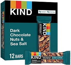 KIND Bars, Dark Chocolate Nuts & Sea Salt, Gluten Free, 6g Protein, 12 Count