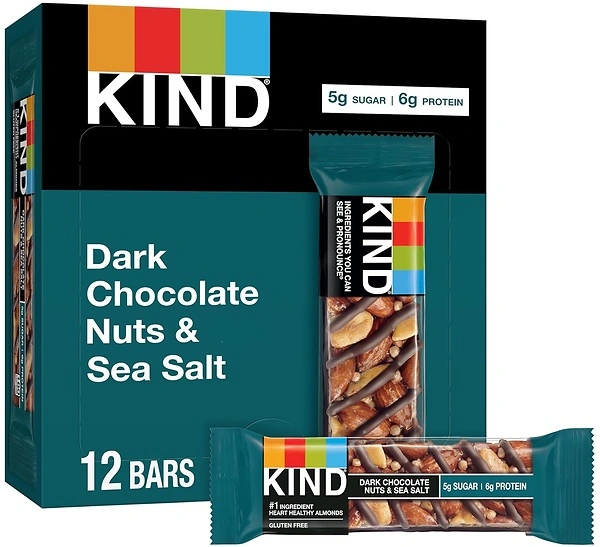 KIND Bars, Dark Chocolate Nuts & Sea Salt, Gluten Free, 6g Protein, 12 Count