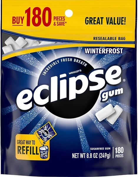 ECLIPSE Winterfrost Sugarfree Gum, 8.8-Ounce 180 piece bag