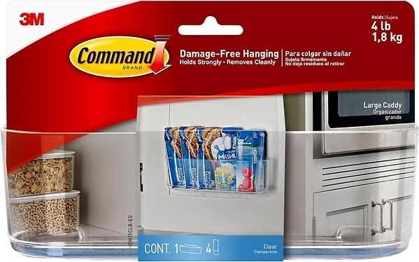 Command Large Caddy, Holds up to 4 lb, 8.6" x 3.1" x 3", 1 Caddy with 4 Strips