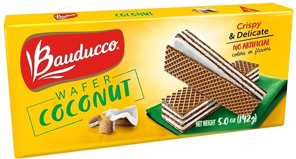 Bauducco Coconut Wafers, Crispy Wafers With Coconut Flavored Cream, 5.0oz
