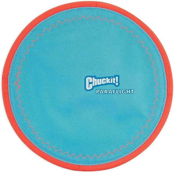 Chuckit! Paraflight Flying Disc Dog Toy - Water Floating Flyer - Durable Nylon Construction with Soft Rubber Edges - For Medium and Large Dogs - Size ...