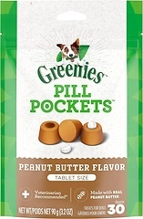 GREENIES PILL POCKETS for Dogs, Peanut Butter, Tablet Size, 30 Treats