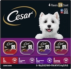 CESAR Adult Wet Dog Food Classic Loaf, Beef, Chicken, 3.5 oz, 24 Pack