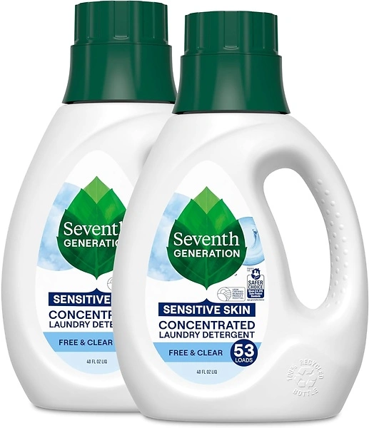 Seventh Generation Concentrated Laundry Detergent, Free & Clear, 40 Fl Oz, 2 Pack