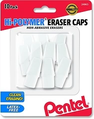 Hi-Polymer White Cap Erasers10-Pk