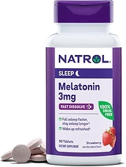 Natrol Fast Dissolve Melatonin 3 mg, 90 Strawberry-Flavored Tablets