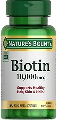 Nature's Bounty Biotin, Supports Healthy Hair, Skin and Nails, 10,000 mcg, 120 Ct
