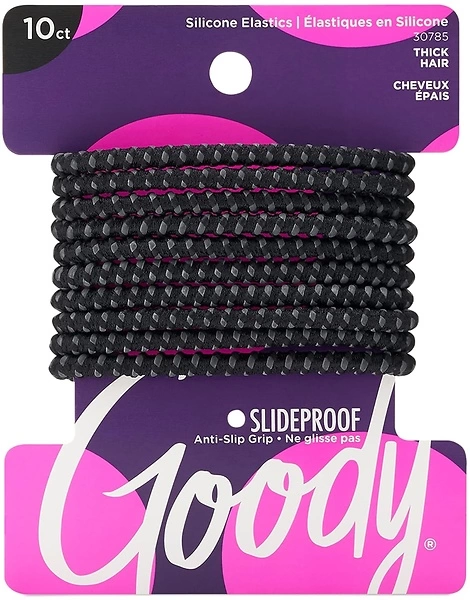 Goody Nonslip Womens Elastic Hair Tie Black - 4MM for Medium Hair- Ouchless Pain-Free Hair Accessories for Women Perfect for Long Lasting Braids, Pony...