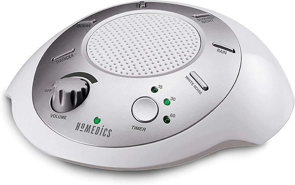 Homedics SoundSleep White Noise Machine, Silver, 6 Relaxing Nature Sounds