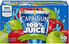 Capri Sun 100 Juice Apple All-Natural Juice, 10 ct Box, 6 fl oz Pouches