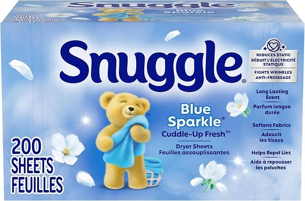 Snuggle Fabric Softener Dryer Sheets, Blue Sparkle, 200 Count