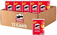 Pringles Potato Crisps, Lunch Snacks, Grab N' Go, Original, 12 Cans