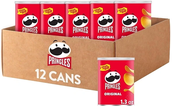 Pringles Potato Crisps, Lunch Snacks, Grab N' Go, Original, 12 Cans