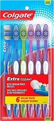 Colgate Extra Clean Toothbrush, Medium, Adult Medium Bristle, 6 Pack