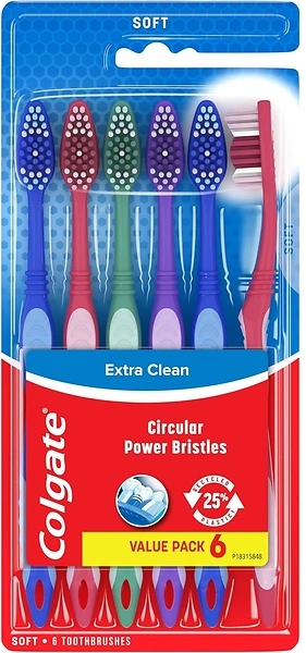 Colgate Extra Clean Toothbrush, Soft, Full Head (6 count)