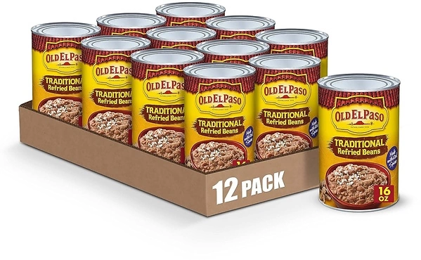 Old El Paso Traditional Canned Refried Beans, 1 Can, 16 oz (Pack of 12)