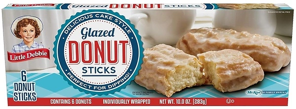 Little Debbie Donut Sticks 6 Individually Wrapped Snack Cakes, 10 OZ Box
