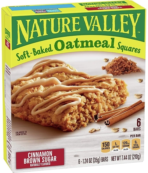 Nature Valley Soft-Baked Oatmeal Squares, Cinnamon Brown Sugar, 6 ct, 7.44 OZ