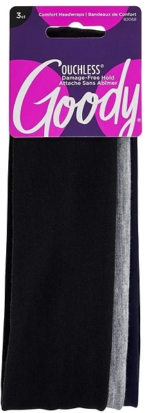 Goody Ouchless Comfort Headwraps, Assorted, 3 Count, Soft and Strong Fabric