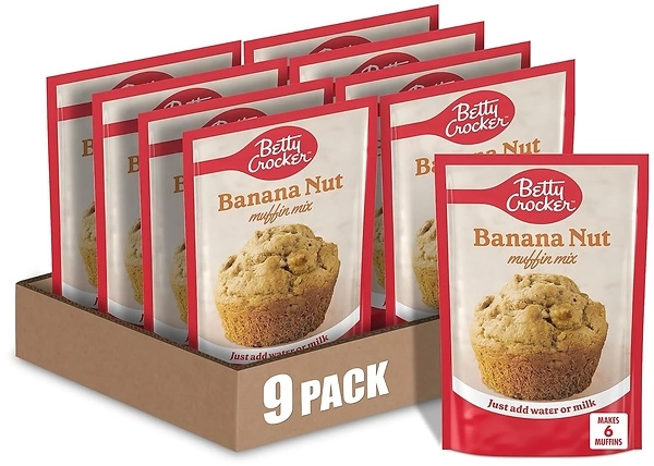 Betty Crocker Banana Nut Muffin Mix, Made With Walnuts, 6.4 oz. (Pack of 9)